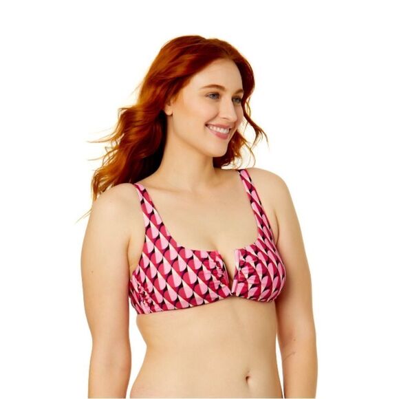 Women's Geo Print V-Wire Bikini Top Swimsuit Bathing Suit Size XL - Picture 8 of 8